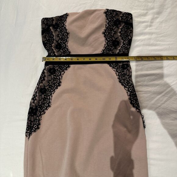 Dusty Rose & Black Lace Strapless Short Party Dress Womens juniors Large - Picture 9 of 11